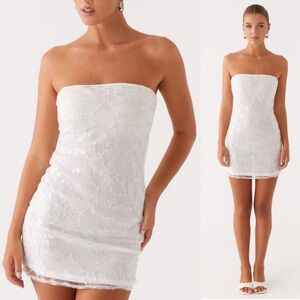 Peppermayo NWT Moorey Beaded Mini Dress White Silver Size 10